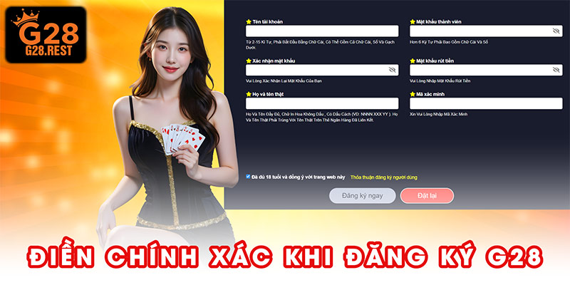 Điền chính xác các ô đăng ký G28 có sẵn